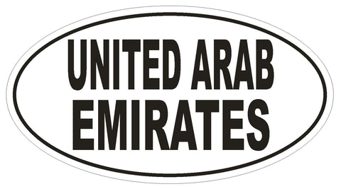 United Arab Emirates Oval Bumper Sticker or Helmet Sticker D2233 Euro Oval Code - Winter Park Products
