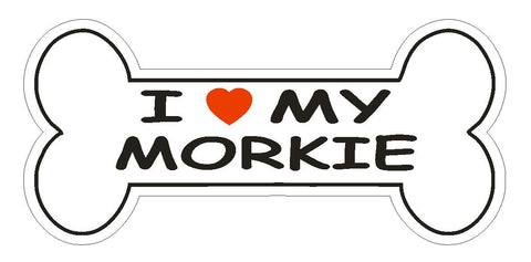 Love My Morkie Bumper Sticker or Helmet Sticker D2487 Dog Bone Decal - Winter Park Products
