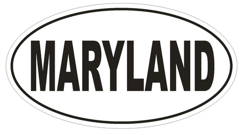 Maryland Oval Bumper Sticker or Helmet Sticker D2336 State Euro Oval - Winter Park Products