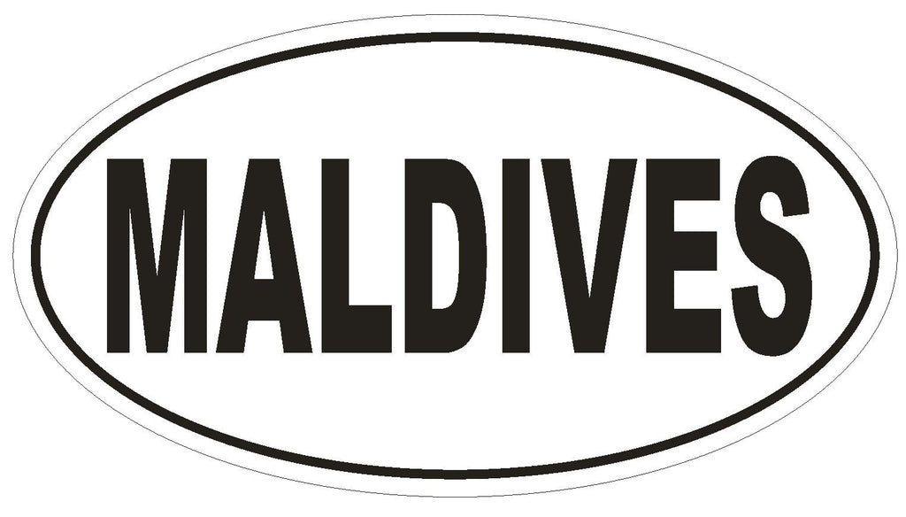 Maldives Oval Bumper Sticker or Helmet Sticker D2204 Euro Oval Country Code - Winter Park Products