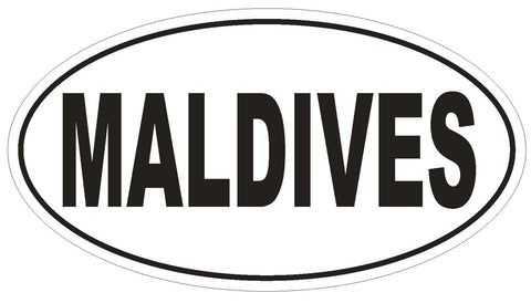 Maldives Oval Bumper Sticker or Helmet Sticker D2204 Euro Oval Country Code - Winter Park Products