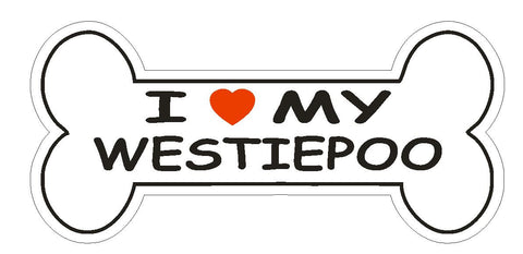 Love My Westiepoo Bumper Sticker or Helmet Sticker D2402 Dog Bone Pet Lover - Winter Park Products