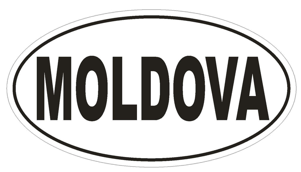 Moldova Oval Bumper Sticker or Helmet Sticker D2209 Euro Oval Country Code - Winter Park Products
