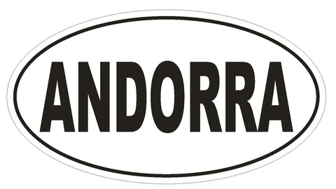 Andorra Oval Bumper Sticker or Helmet Sticker D2213 Euro Oval Country Code - Winter Park Products