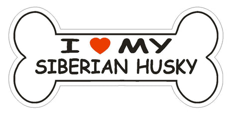 Love My Siberian Husky Bumper Sticker or Helmet Sticker D2546 Dog Bone Decal - Winter Park Products