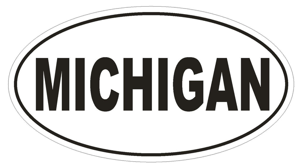 Michigan Oval Bumper Sticker or Helmet Sticker D2350 State Euro Oval - Winter Park Products