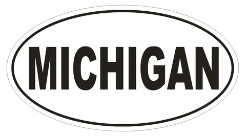 Michigan Oval Bumper Sticker or Helmet Sticker D2350 State Euro Oval - Winter Park Products