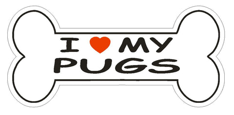 Love My Pugs Bumper Sticker or Helmet Sticker D2519 Dog Bone Decal - Winter Park Products