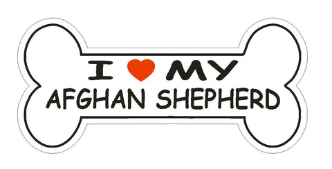 Love My Afghan Shepherd Bumper Sticker or Helmet Sticker D2420 Dog Bone - Winter Park Products