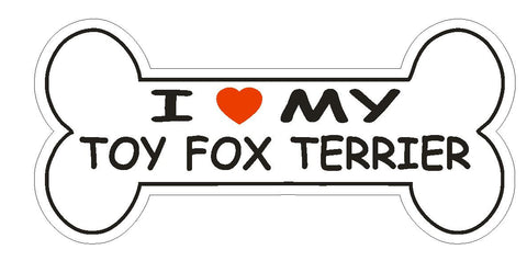 Love My Toy Fox Terrier Bumper Sticker or Helmet Sticker D2410 Dog Bone - Winter Park Products