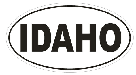 Idaho Oval Bumper Sticker or Helmet Sticker D2327 State Euro Oval - Winter Park Products