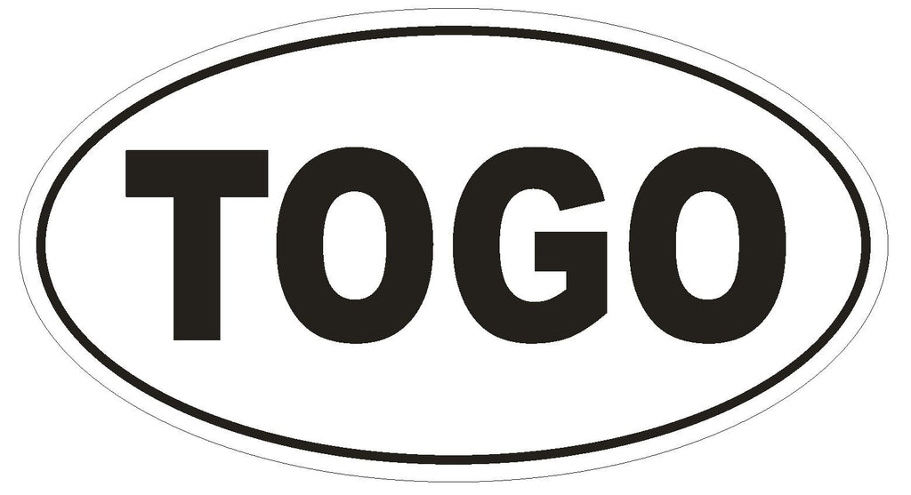 Togo Oval Bumper Sticker or Helmet Sticker D2272 Euro Oval Country Code - Winter Park Products