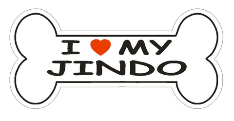 Love My Jindo Bumper Sticker or Helmet Sticker D2461 Dog Bone Decal - Winter Park Products
