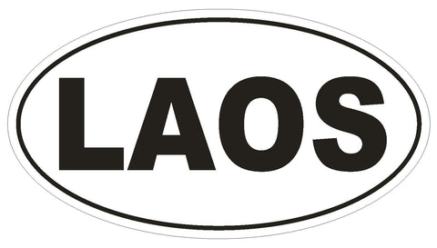 Laos Oval Bumper Sticker or Helmet Sticker D2188 Euro Oval Country Code - Winter Park Products