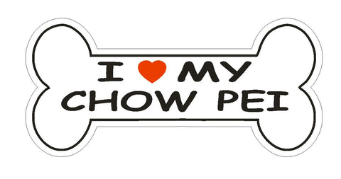Love My Chow Pei Bumper Sticker or Helmet Sticker D2387 Dog Bone Pet Lover - Winter Park Products