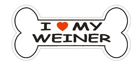 Love My Weiner Bumper Sticker or Helmet Sticker D2415 Dog Bone Pet Lover - Winter Park Products