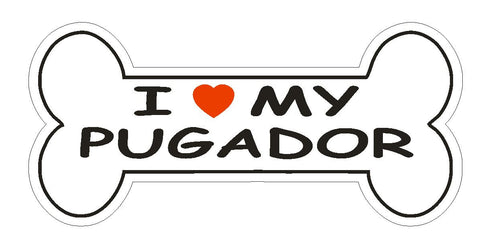 Love My Pugador Bumper Sticker or Helmet Sticker D2515 Dog Bone Decal - Winter Park Products