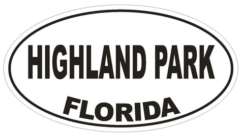 Highland Park Florida Oval Bumper Sticker or Helmet Sticker D2671 Decal - Winter Park Products