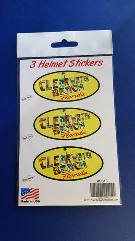 3 Pack Clearwater Beach Florida Helmet Sticker SS16 Wholesale Fundraiser