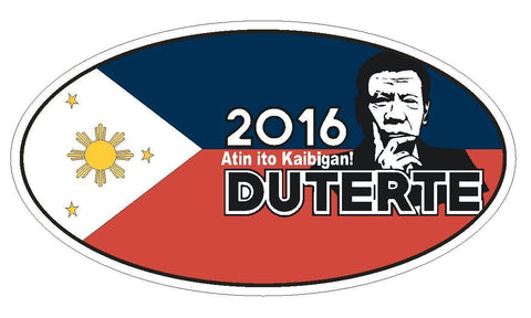 Duterte 2016 FOR PRESIDENT BUMPER STICKER OVAL D854 - Winter Park Products