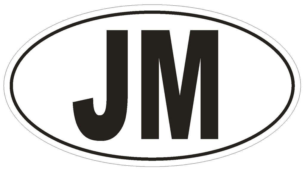 JM Jamaica Country Code Oval Bumper Sticker or Helmet Sticker D951 - Winter Park Products