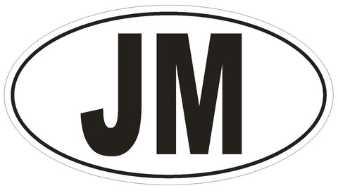 JM Jamaica Country Code Oval Bumper Sticker or Helmet Sticker D951 - Winter Park Products