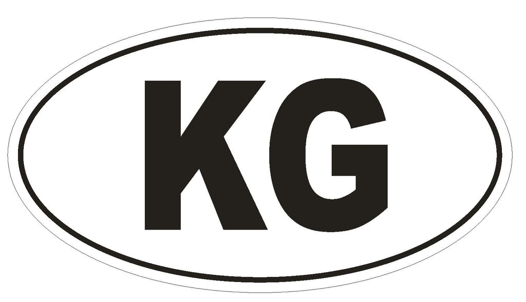 KG Kyrgyzstan Country Code Oval Bumper Sticker or Helmet Sticker D1041 - Winter Park Products