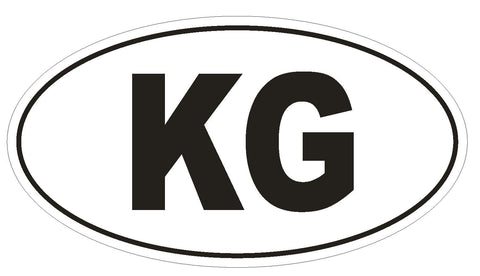KG Kyrgyzstan Country Code Oval Bumper Sticker or Helmet Sticker D1041 - Winter Park Products