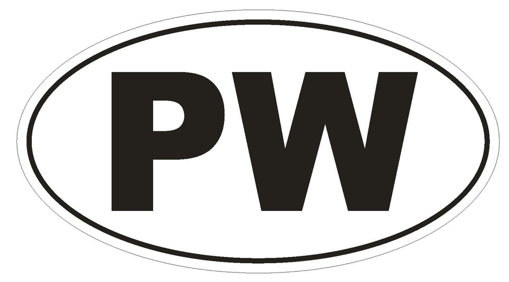 PW Palau Country Code Oval Bumper Sticker or Helmet Sticker D1067 - Winter Park Products