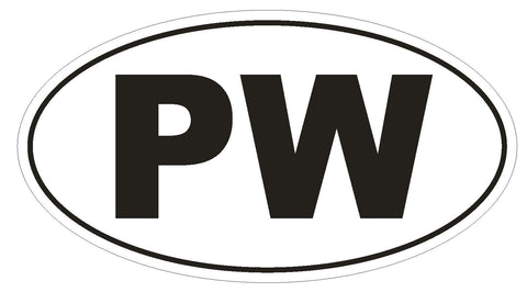 PW Palau Country Code Oval Bumper Sticker or Helmet Sticker D1067 - Winter Park Products