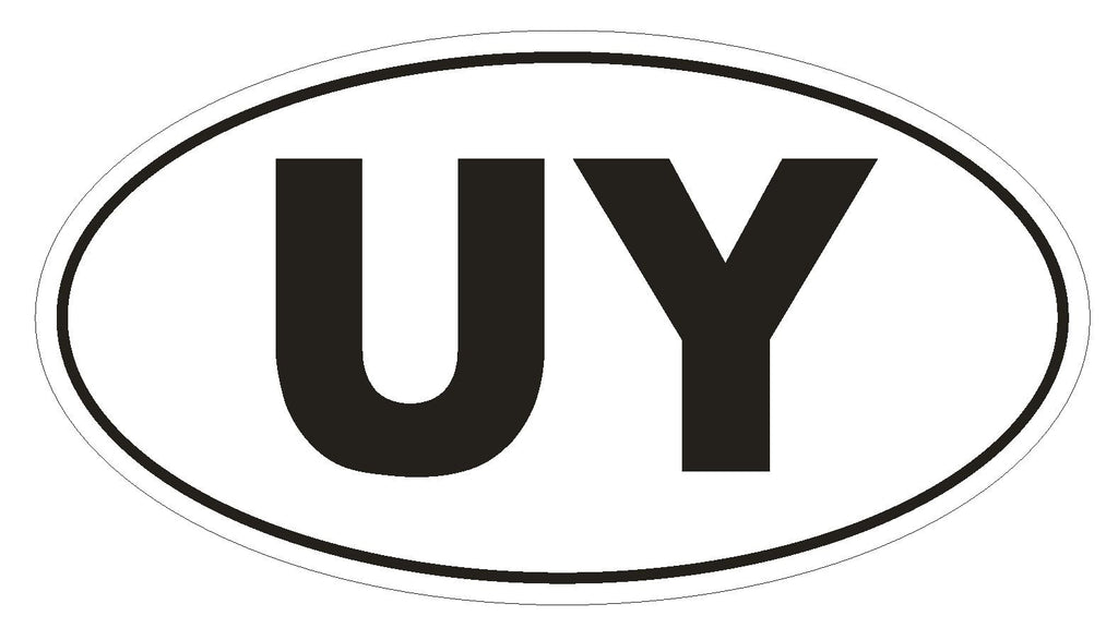 UY Uruguay Country Code Oval Bumper Sticker or Helmet Sticker D990 - Winter Park Products