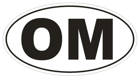 OM Oman Country Code Oval Bumper Sticker or Helmet Sticker D1065 - Winter Park Products
