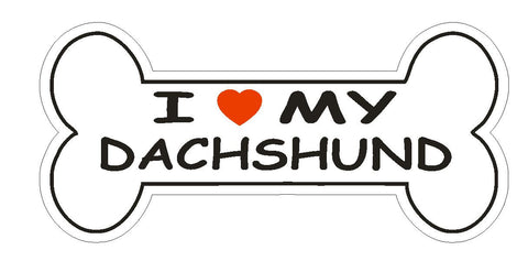 Love My Dachshund Bumper Sticker or Helmet Sticker D1089 Dog Bone Pet Lover - Winter Park Products