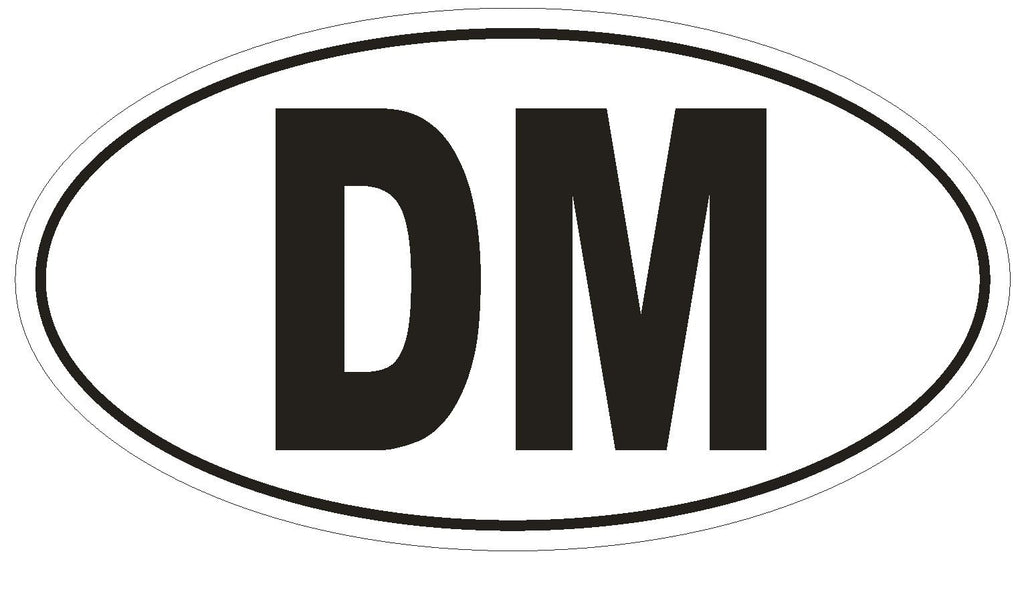 DM Dominica Country Code Oval Bumper Sticker or Helmet Sticker D907 - Winter Park Products