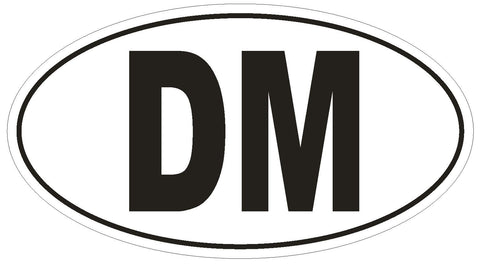 DM Dominica Country Code Oval Bumper Sticker or Helmet Sticker D907 - Winter Park Products