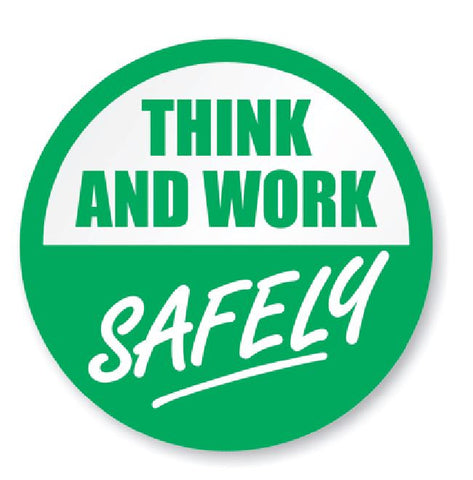 Think & Work Safely Hard Hat Decal Hardhat Sticker Helmet Label H221 - Winter Park Products