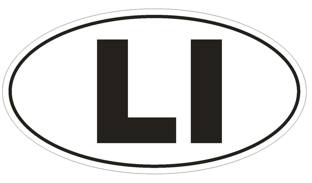 LI Liechtenstein Country Code Oval Bumper Sticker or Helmet Sticker D1043 - Winter Park Products