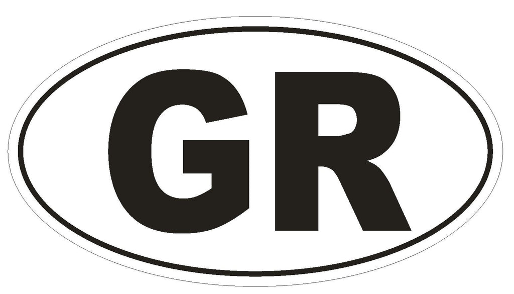 GR Greece Country Code Oval Bumper Sticker or Helmet Sticker D902 - Winter Park Products
