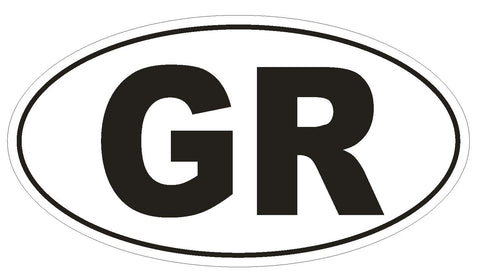 GR Greece Country Code Oval Bumper Sticker or Helmet Sticker D902 - Winter Park Products