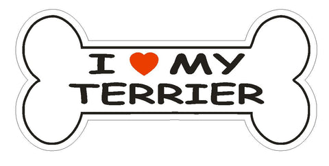 Love My Terrier Bumper Sticker or Helmet Sticker D1116 Dog Bone Pet Lover - Winter Park Products