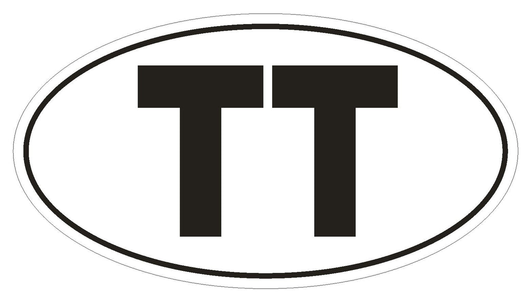 TT Trinidad and Tobago Country Code Oval Bumper Sticker or Helmet Sticker D1021 - Winter Park Products