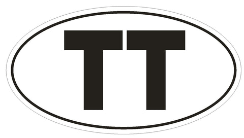TT Trinidad and Tobago Country Code Oval Bumper Sticker or Helmet Sticker D1021 - Winter Park Products