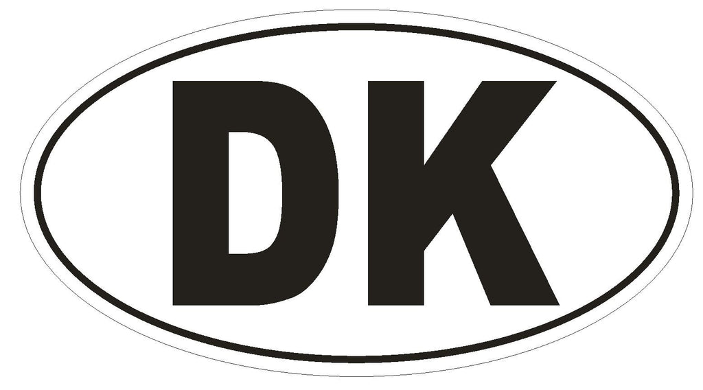DK Denmark Country Code Oval Bumper Sticker or Helmet Sticker D921 - Winter Park Products