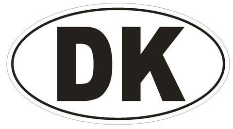 DK Denmark Country Code Oval Bumper Sticker or Helmet Sticker D921 - Winter Park Products