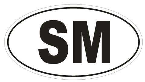 SM San Marino Country Code Oval Bumper Sticker or Helmet Sticker D1012 - Winter Park Products
