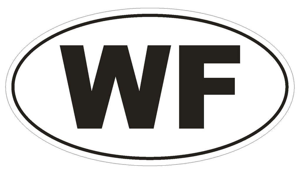 WF Wallis and Futuna Islands Country Code Oval Bumper or Helmet Sticker D1077 - Winter Park Products