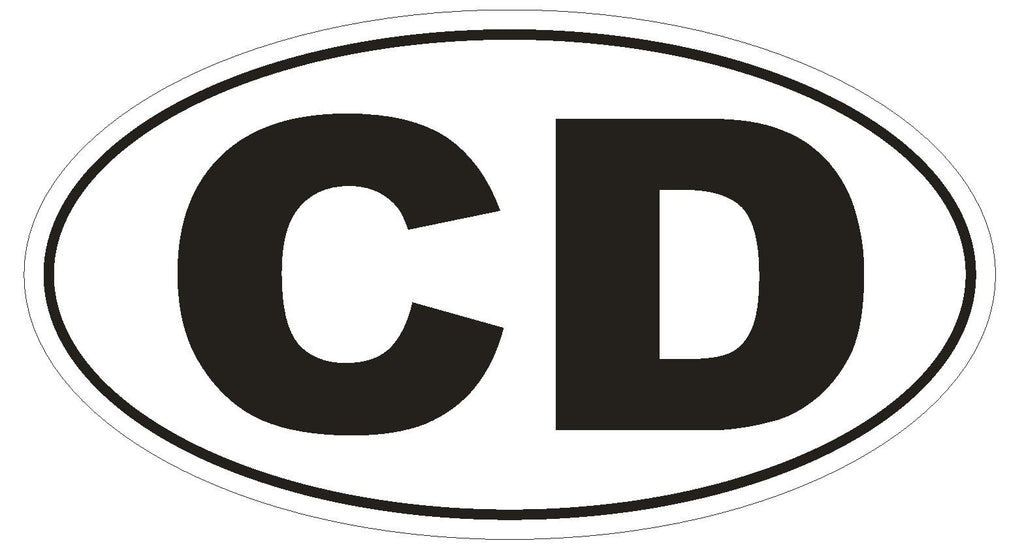 CD Congo Corps Diplomatic Country Code Oval Bumper Sticker or Helmet Sticker D889 - Winter Park Products