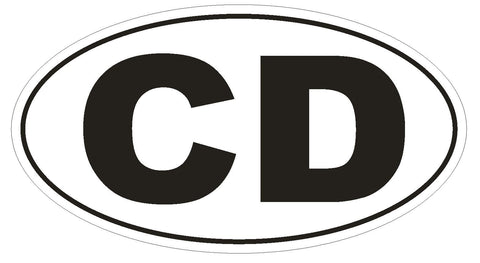 CD Congo Corps Diplomatic Country Code Oval Bumper Sticker or Helmet Sticker D889 - Winter Park Products
