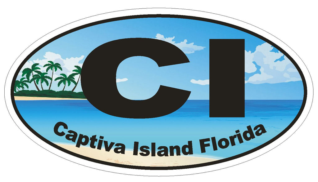 Captiva Island Florida Oval Bumper Sticker or Helmet Sticker D1139 - Winter Park Products