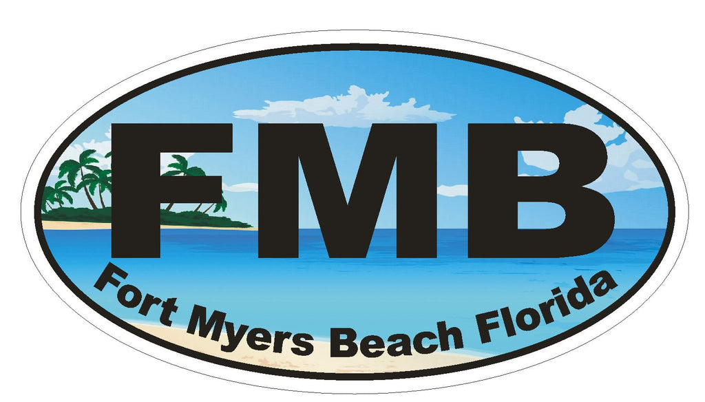 Fort Myers Beach Florida Oval Bumper Sticker or Helmet Sticker D1145 - Winter Park Products